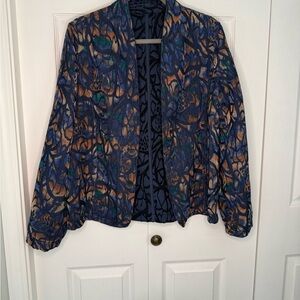 Coldwater Creek reversible Blue and Orange Patterned Blazer size large